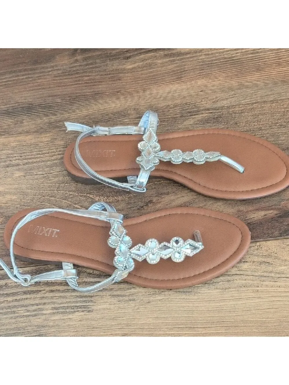 Mixit Silver Beaded Women's Sandals 7.5       190JH